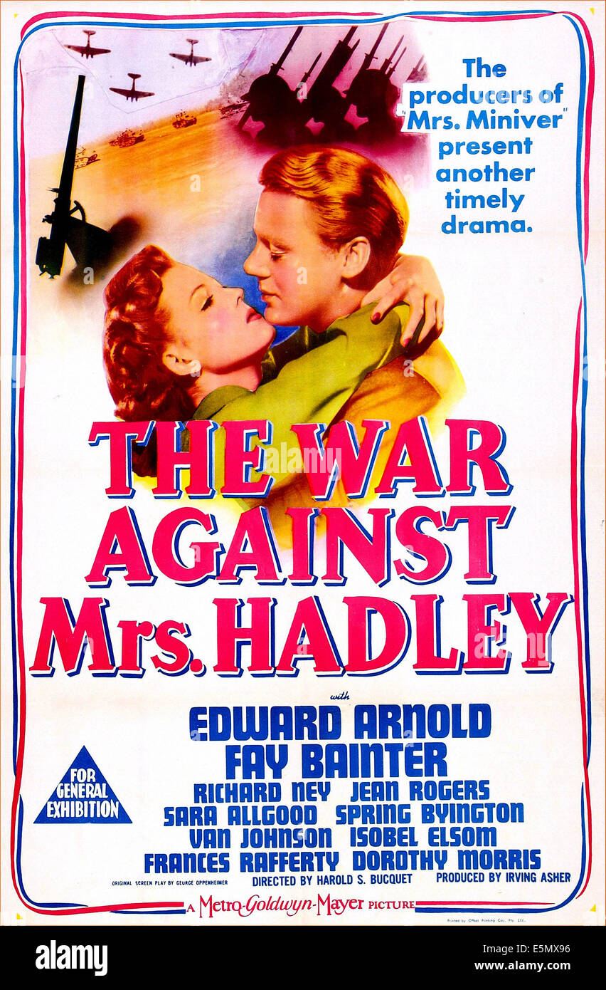 THE WAR AGAINST MRS. HADLEY, US poster, from left: Fay Bainter, Richard Ney, 1943 Stock Photo