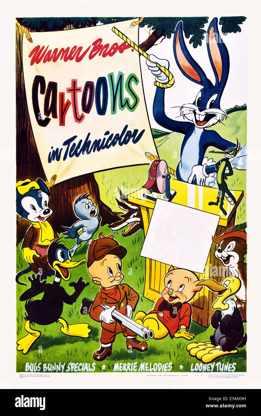 WARNER BROS. CARTOONS, stock poster, rear from left: Sniffles the Mouse, Henery Hawk, Bugs Bunny, front form left: Daffy Duck, Stock Photo