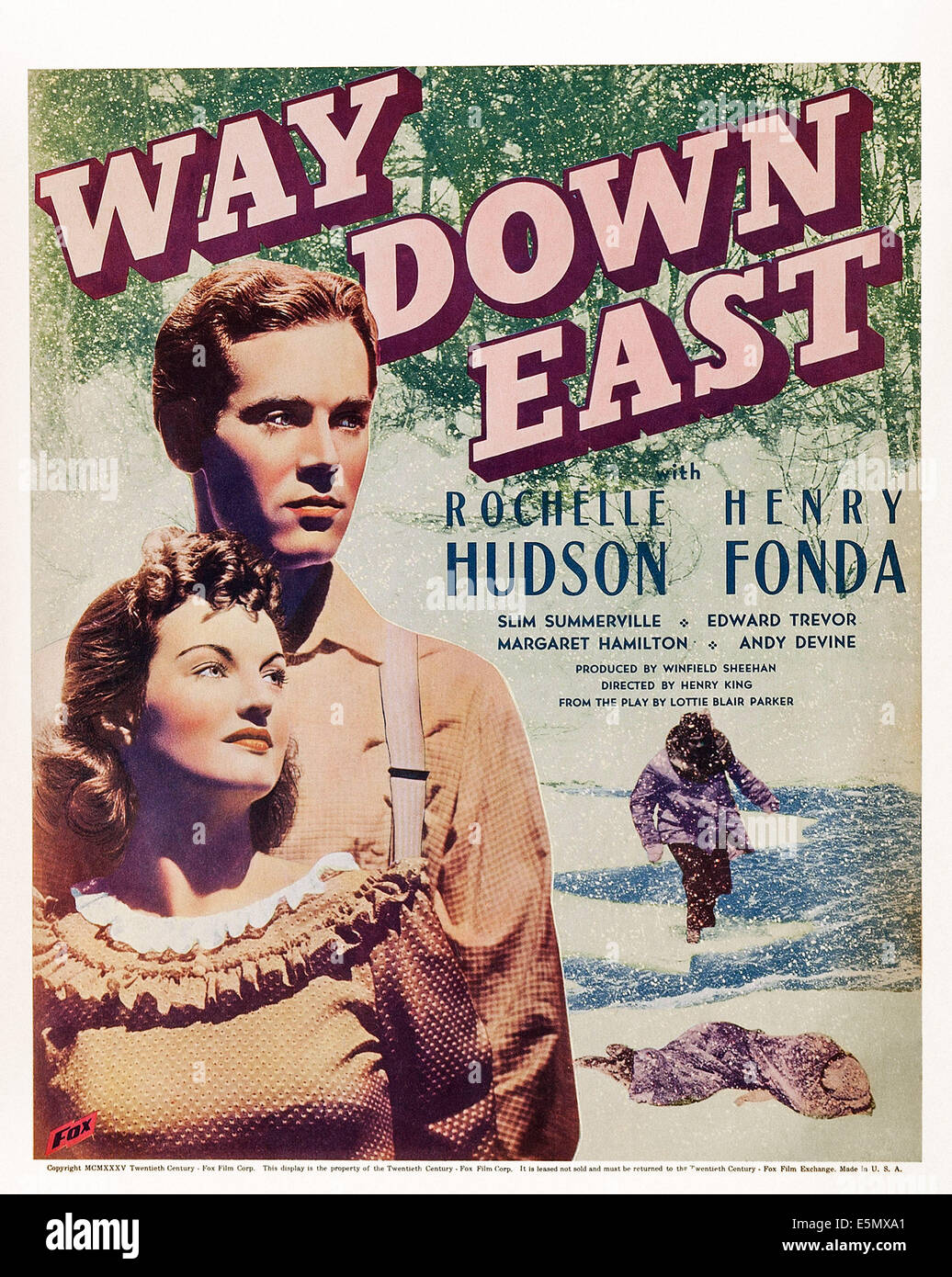 WAY DOWN EAST, US poster art, from left: Rochelle Hudson, Henry Fonda, 1935, TM and copyright © 20th Century-Fox Fox Film Corp. Stock Photo