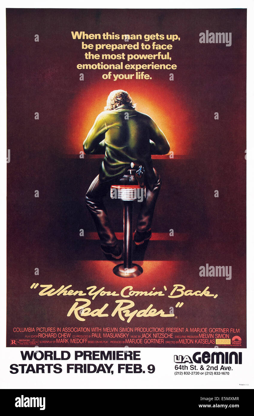 WHEN YOU COMIN' BACK, RED RYDER?, US advance poster art, 1979. © Columbia/courtesy Everett Collection Stock Photo