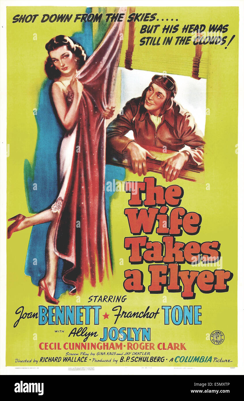 THE WIFE TAKES A FLYER, US poster, Joan Franchot Tone,