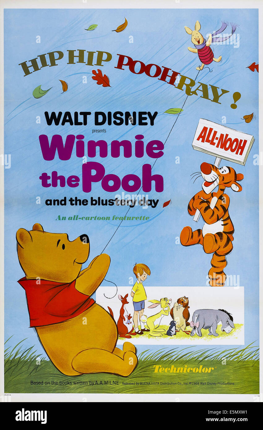 WINNIE THE POOH AND THE BLUSTERY DAY, US poster art, bottom left: Winnie the Pooh; right from top: Piglet, Tigger, Eeyore, 1968 Stock Photo