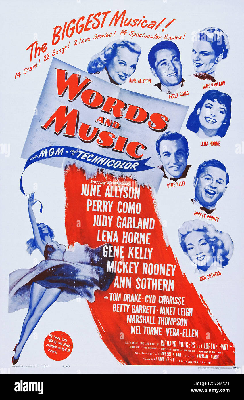 WORDS AND MUSIC US Poster Art From Left June Allyson Perry Como 