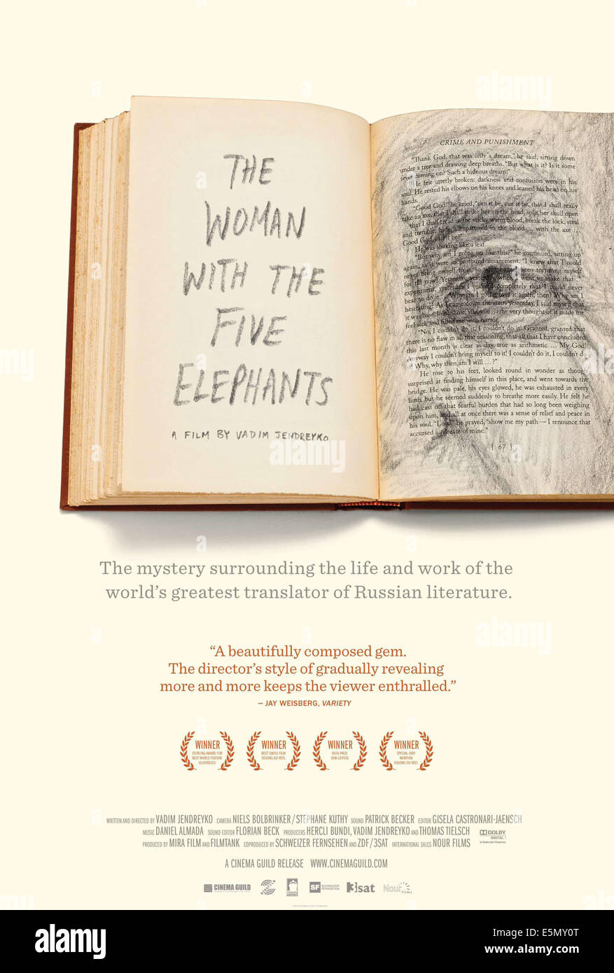 THE WOMAN WITH THE 5 ELEPHANTS, (aka DIE FRAU MIT DEN 5 ELEFANTEN), US poster art, 2009. ©Cinema Guild/Courtesy Everett Stock Photo