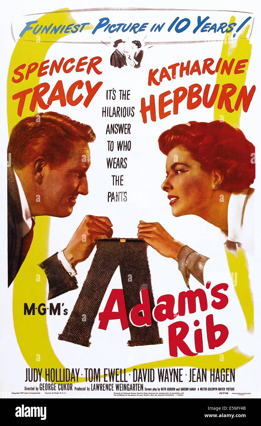 ADAM'S RIB, from left: Spencer Tracy, Katharine Hepburn, 1949. Stock Photo