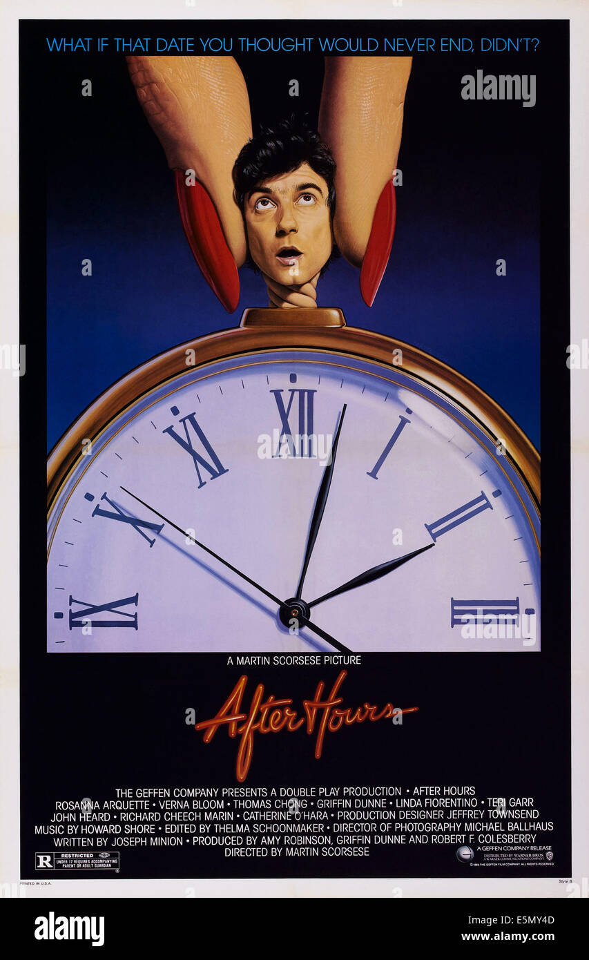 AFTER HOURS, US poster art, Griffin Dunne, 1985, ©Warner Bros./courtesy Everett Collection Stock