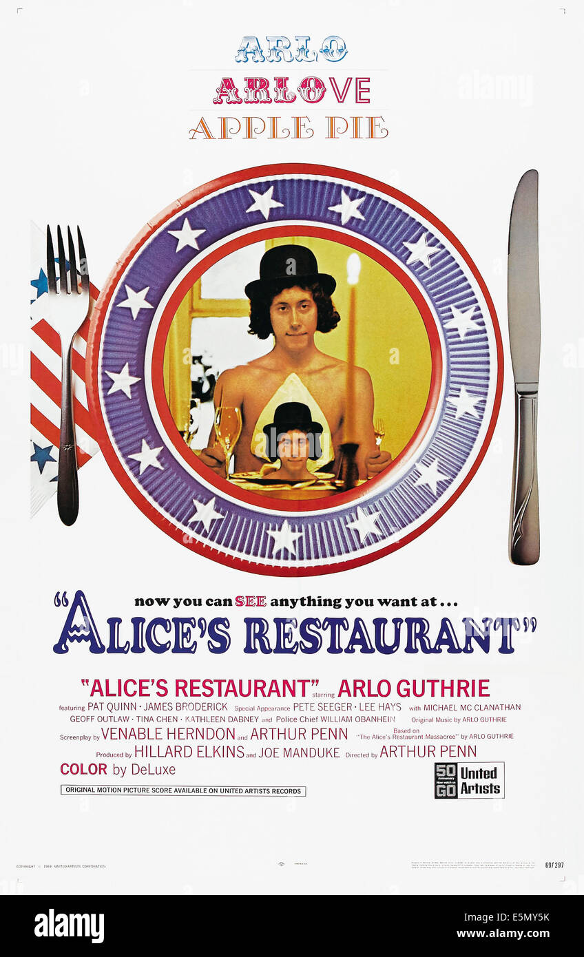 ALICE'S RESTAURANT, US poster, Arlo Guthrie, 1969 Stock Photo
