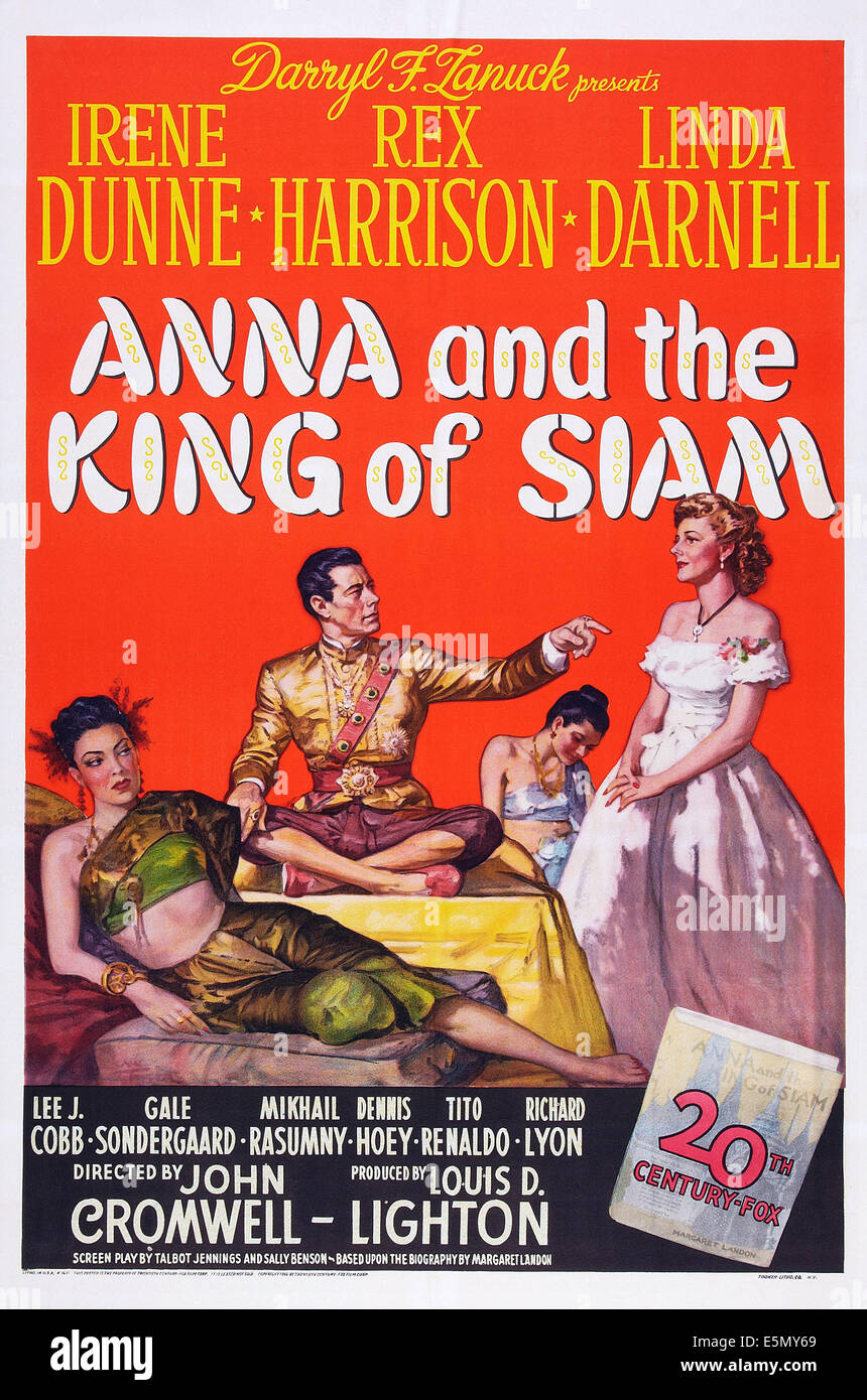 ANNA AND THE KING OF SIAM, US poster art, from left: Linda Darnell, Rex Harrison, Irene Dunne, 1946, TM and Copyright ©20th Stock Photo