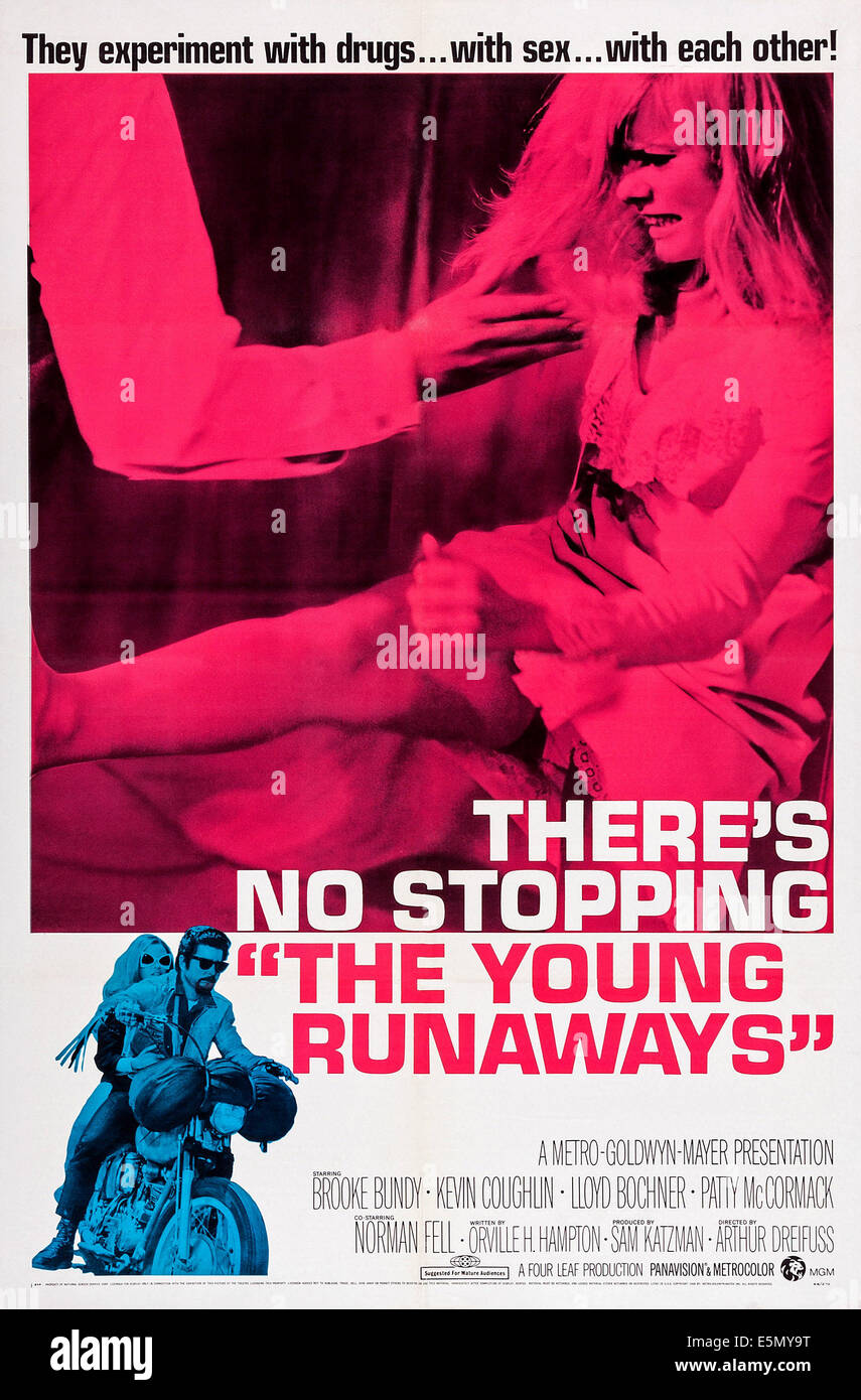 THE YOUNG RUNAWAYS, US poster art, Brooke Bundy, (right), 1968 Stock ...