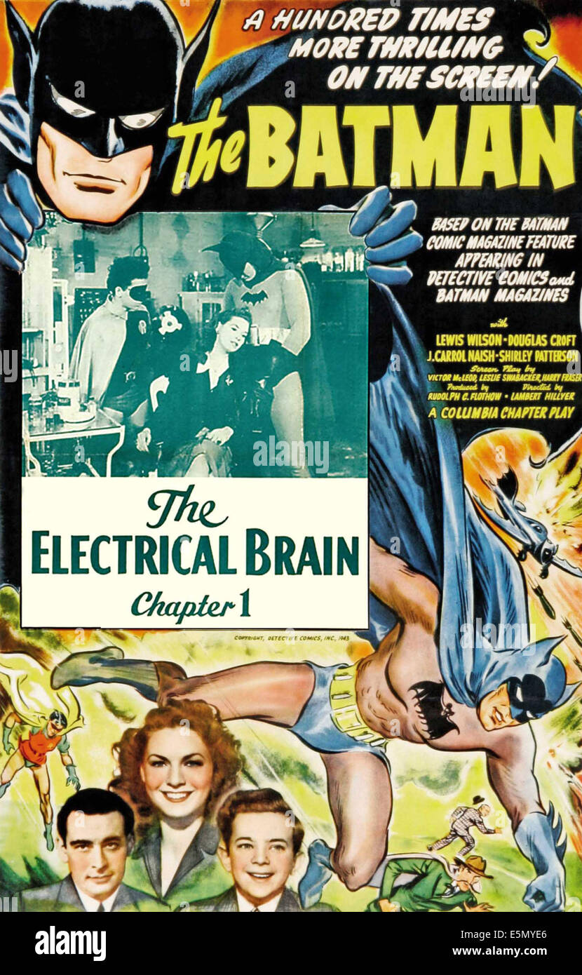 THE BATMAN, Lewis Wilson (as Batman), in 'Chapter 1: The Electrical Brain',  1943 Stock Photo - Alamy