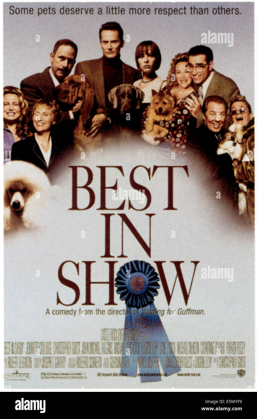 BEST IN SHOW, from left: Jennifer Coolidge, Jane Lynch, Christopher Guest, Michael Hitchcock, Parker Posey, Catherine O'Hara, Stock Photo