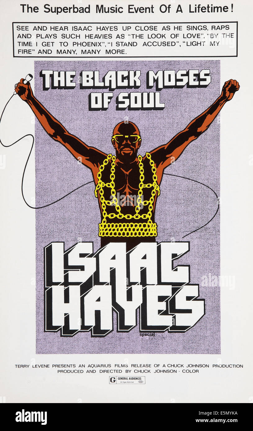THE BLACK MOSES OF SOUL, US poster art, Isaac Hayes, 1973 Stock Photo