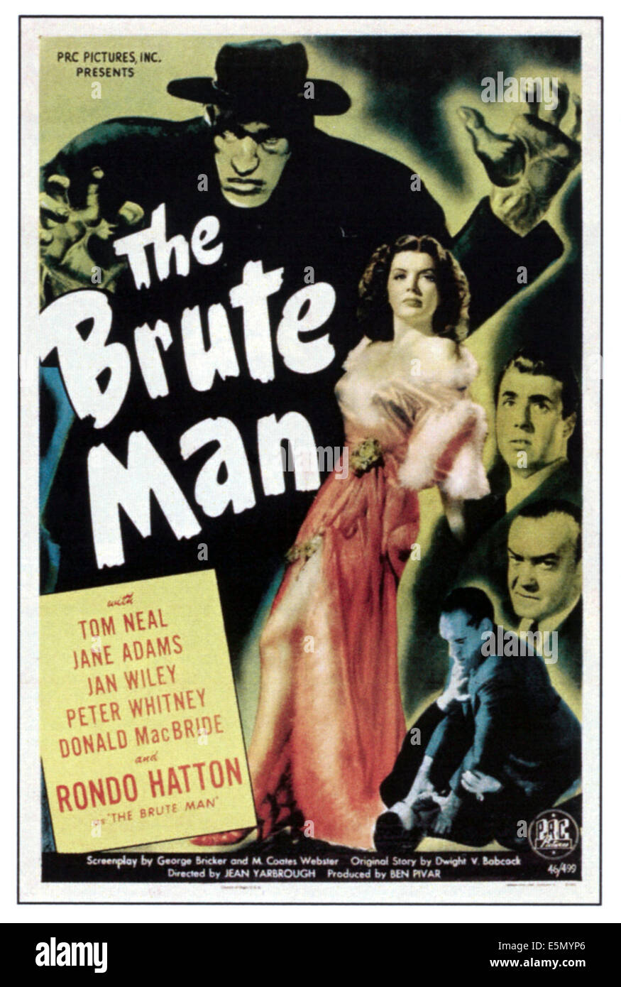 THE BRUTE MAN, left: Rondo Hatton, center: Jane Adams, 1946 Stock Photo