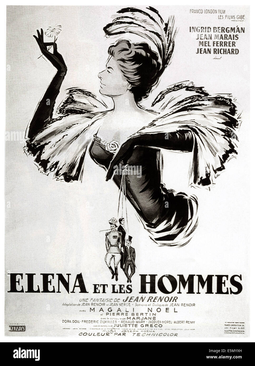ELENA AND HER MEN (aka ELENA ET LES HOMMES), French poster art, 1956