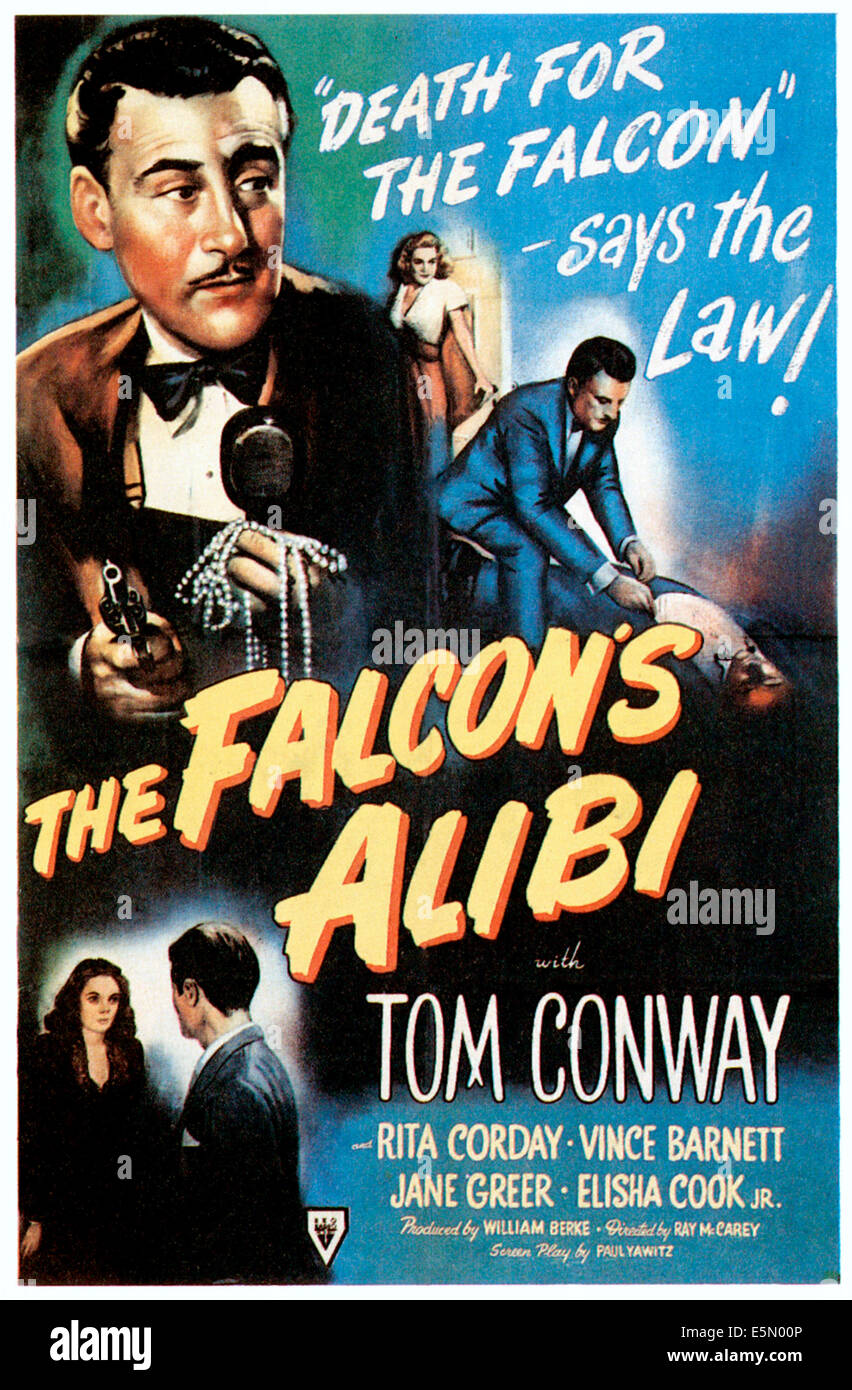 THE FALCON'S ALIBI, Tom Conway, Rita Corday, 1946 Stock Photo