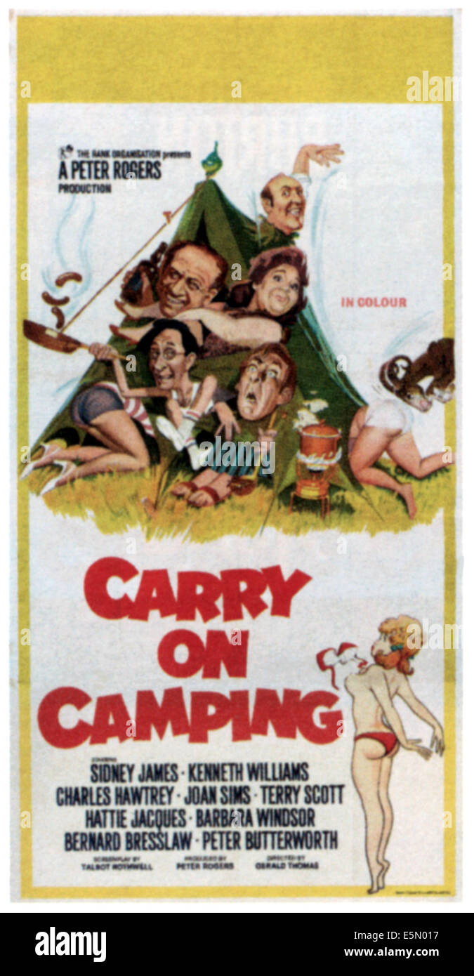 CARRY ON CAMPING, top left: Sid James, bottom from left: Charles Hawtrey, Kenneth Williams, 1969. Stock Photo