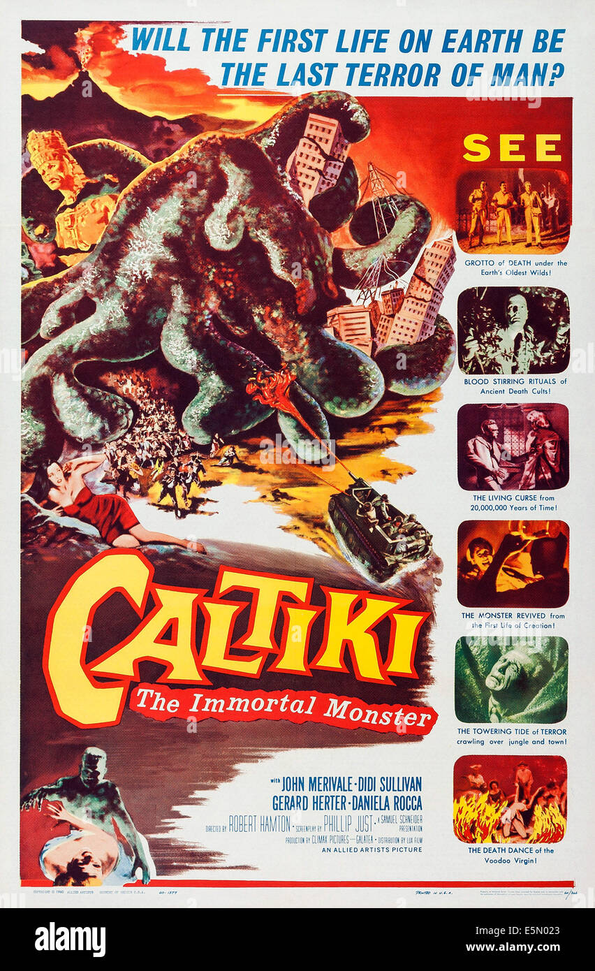 CALTIKI, THE IMMORTAL MONSTER, (aka CALTIKI-IL MOSTRO IMMORTALE), US poster art, 1959 Stock Photo