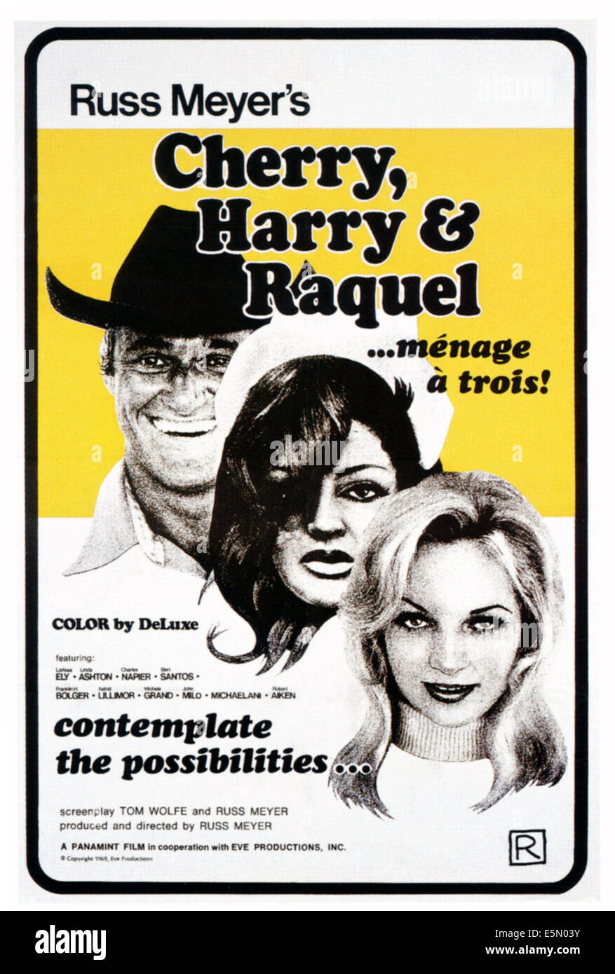 CHERRY, HARRY & RAQUEL, l-r: Charles Napier, Larissa Ely, Linda Ashton on poster art, 1970. Stock Photo