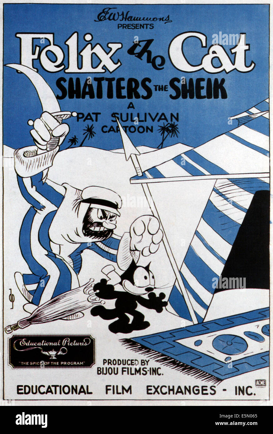 FELIX THE CAT SHATTERS THE SHEIK, right: Felix the Cat, 1926. Stock Photo
