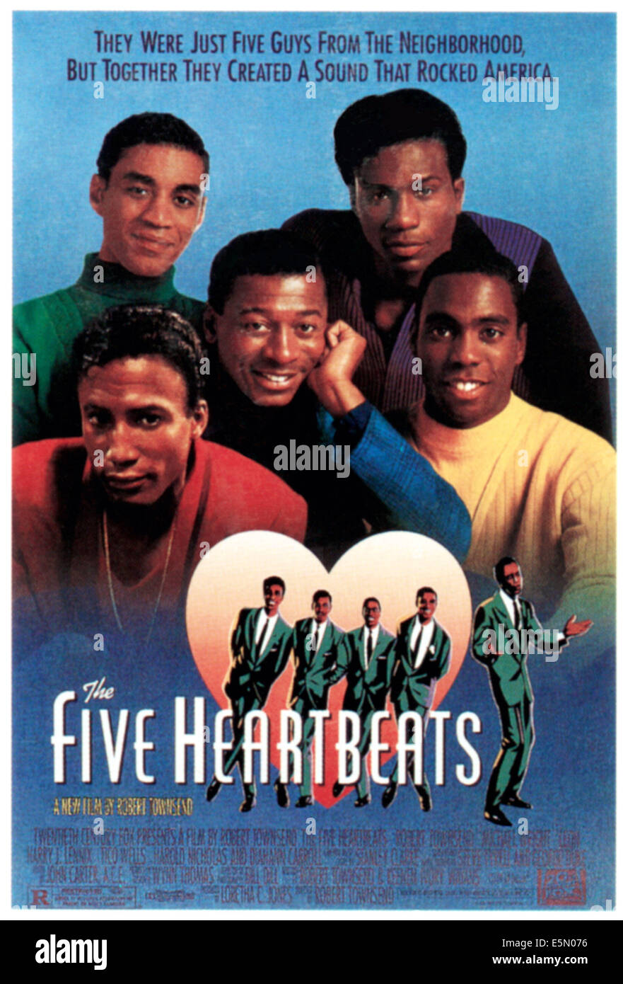 THE FIVE HEARTBEATS, from top left: Harry J. Lennix, Michael Wright, Robert Townsend, Leon, Tico Wells, 1991, TM and Copyright Stock Photo