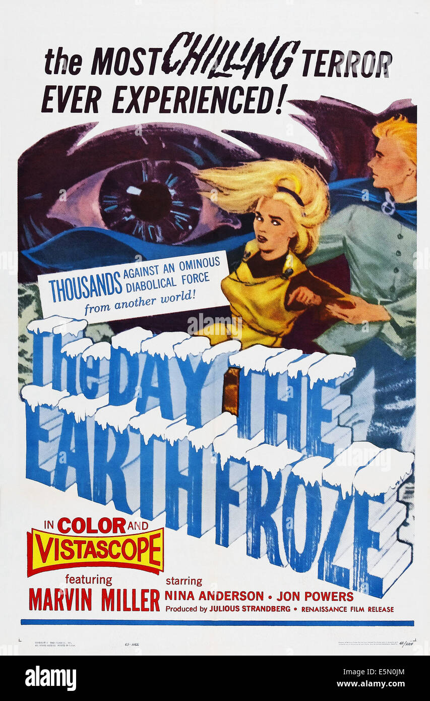 THE DAY THE EARTH FROZE, US poster, Nina Anderson, Jon Powers, 1959 Stock Photo