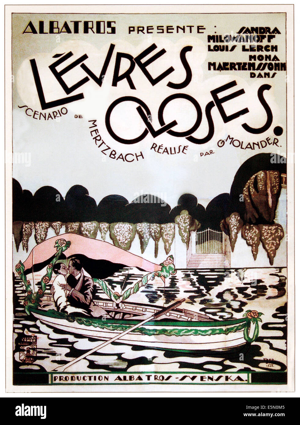 FORSEGLADE LAPPAR (aka LEVRES CLOSES), French poster art, 1928. Stock Photo