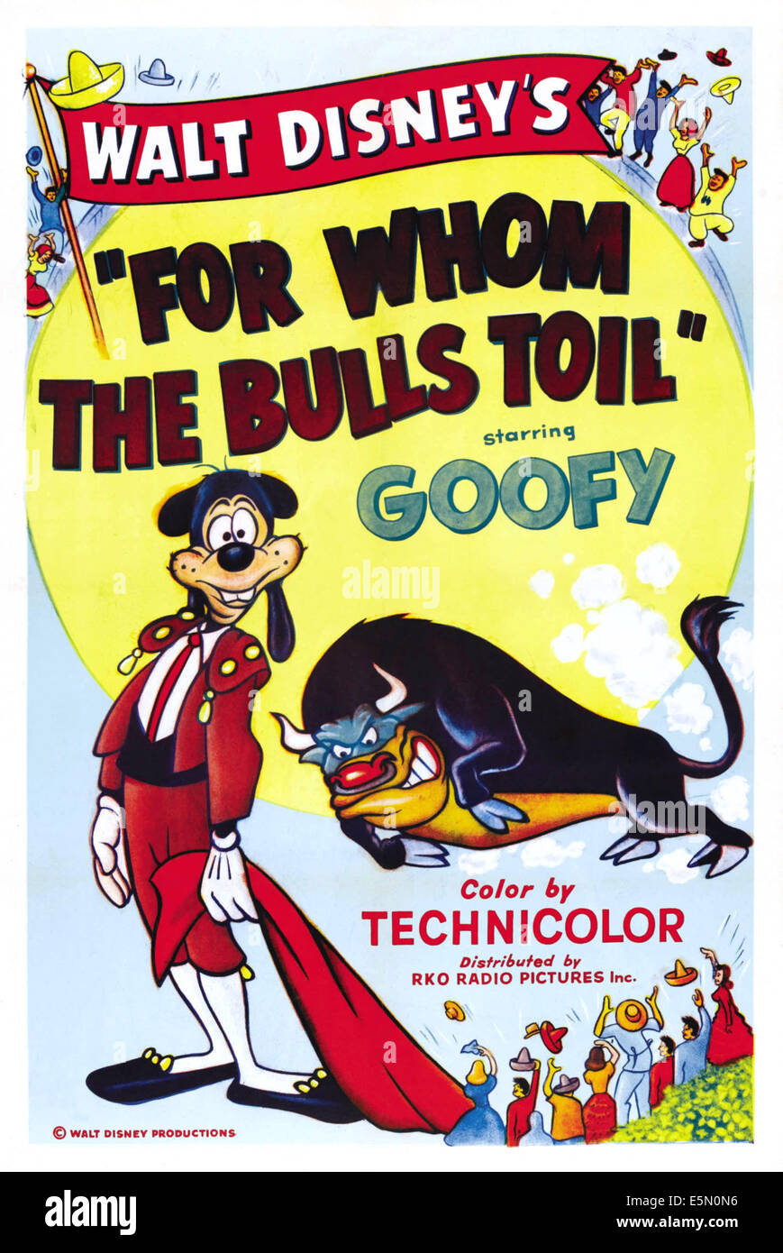 FOR WHOM THE BULLS TOIL, left: Goofy, 1953. Stock Photo