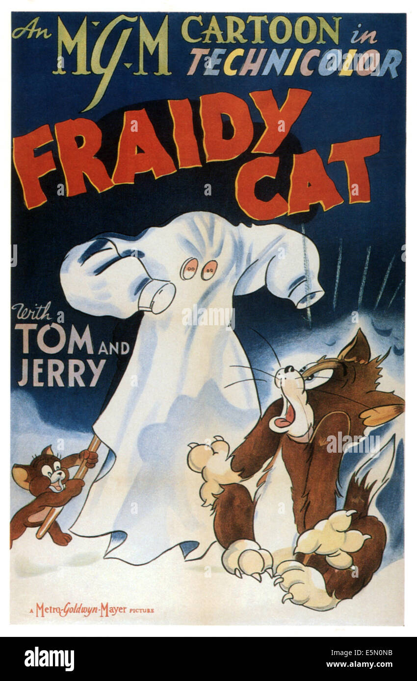 FRAIDY CAT, from left: Jerry, Tom, 1942. Stock Photo