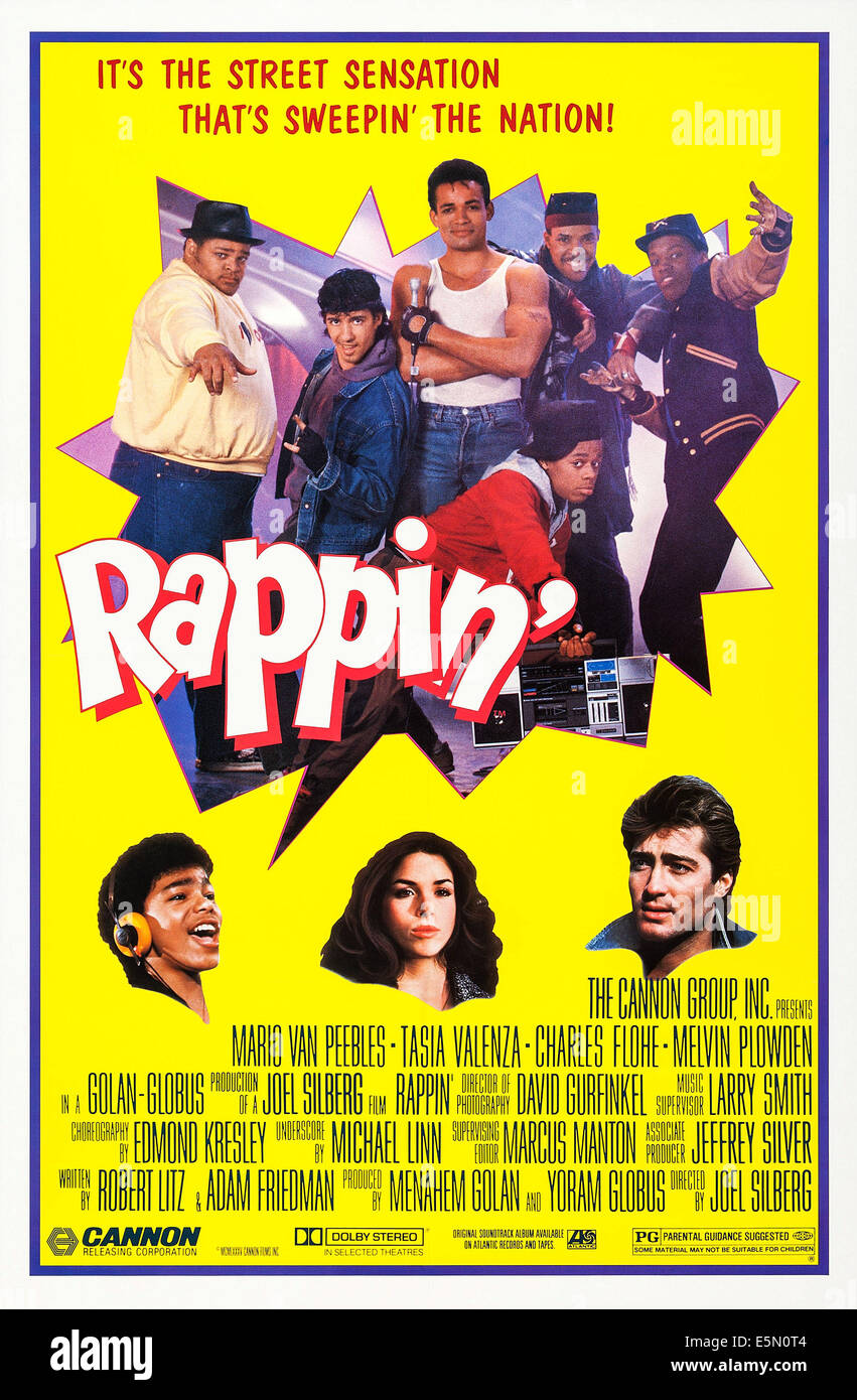 RAPPIN', US poster art,  from left: Melvin Plowden, Richie Abanes, Mario Van Peebles, Leo O'Brien, Eriq LaSalle, Kadeem Stock Photo