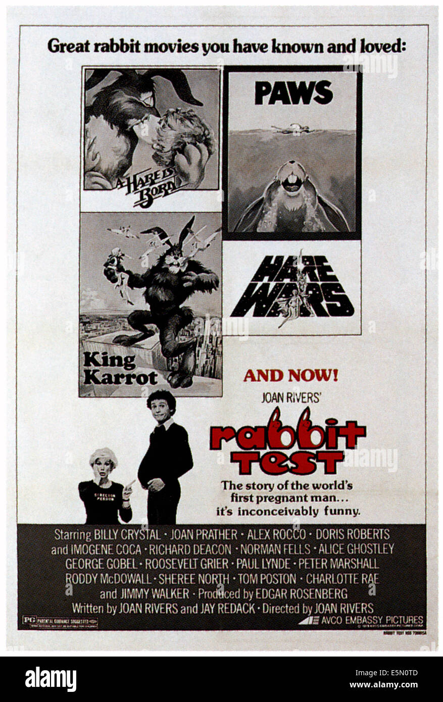 RABBIT TEST, from left: Joan Rivers, Billy Crystal, 1978 Stock Photo ...