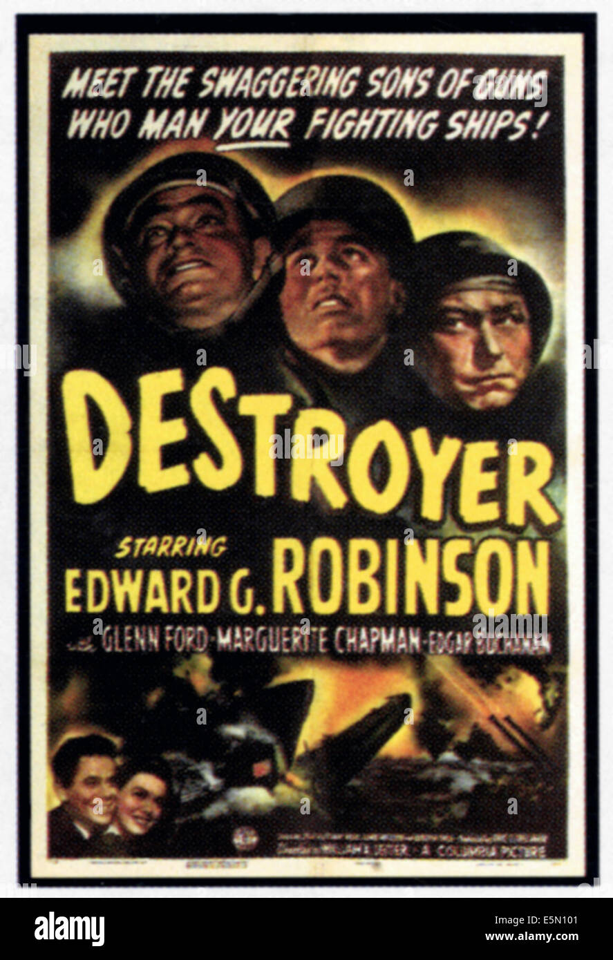 DESTROYER, from left Edward G. Robinson, Glenn Ford, Edgar Buchanan