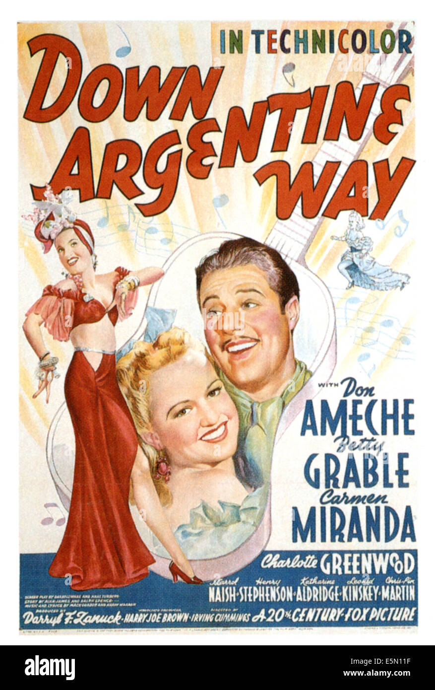 DOWN ARGENTINE WAY, Carmen Miranda, Betty Grable, Don Ameche, 1940, TM and Copyright (c)20th Century Fox Film Corp. All rights Stock Photo