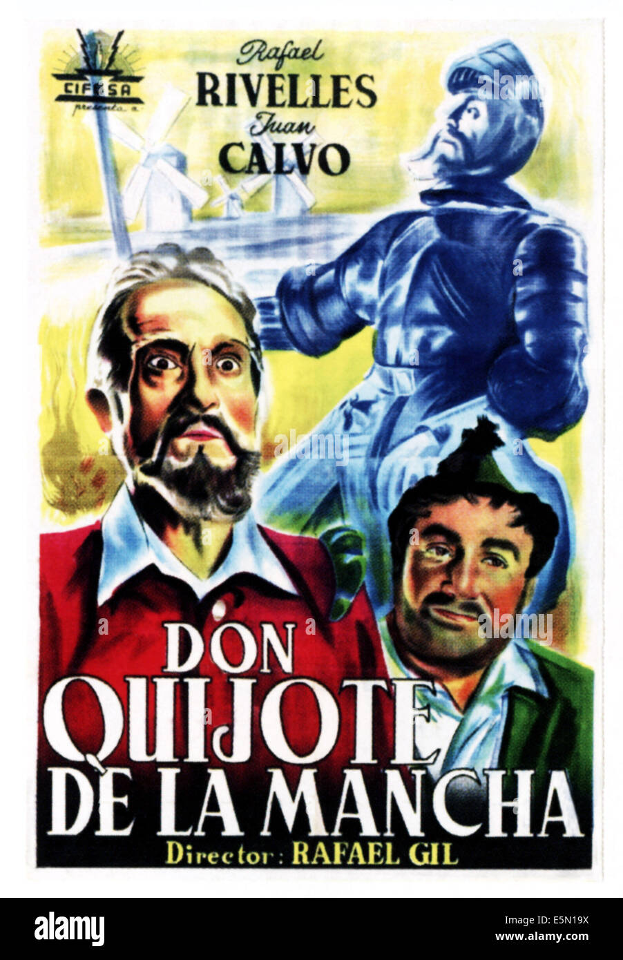 DON QUIJOTE DE LA MANCHA, from left: Rafael Rivelles Juan Calvo on Spanish poster art, 1947 Stock Photo