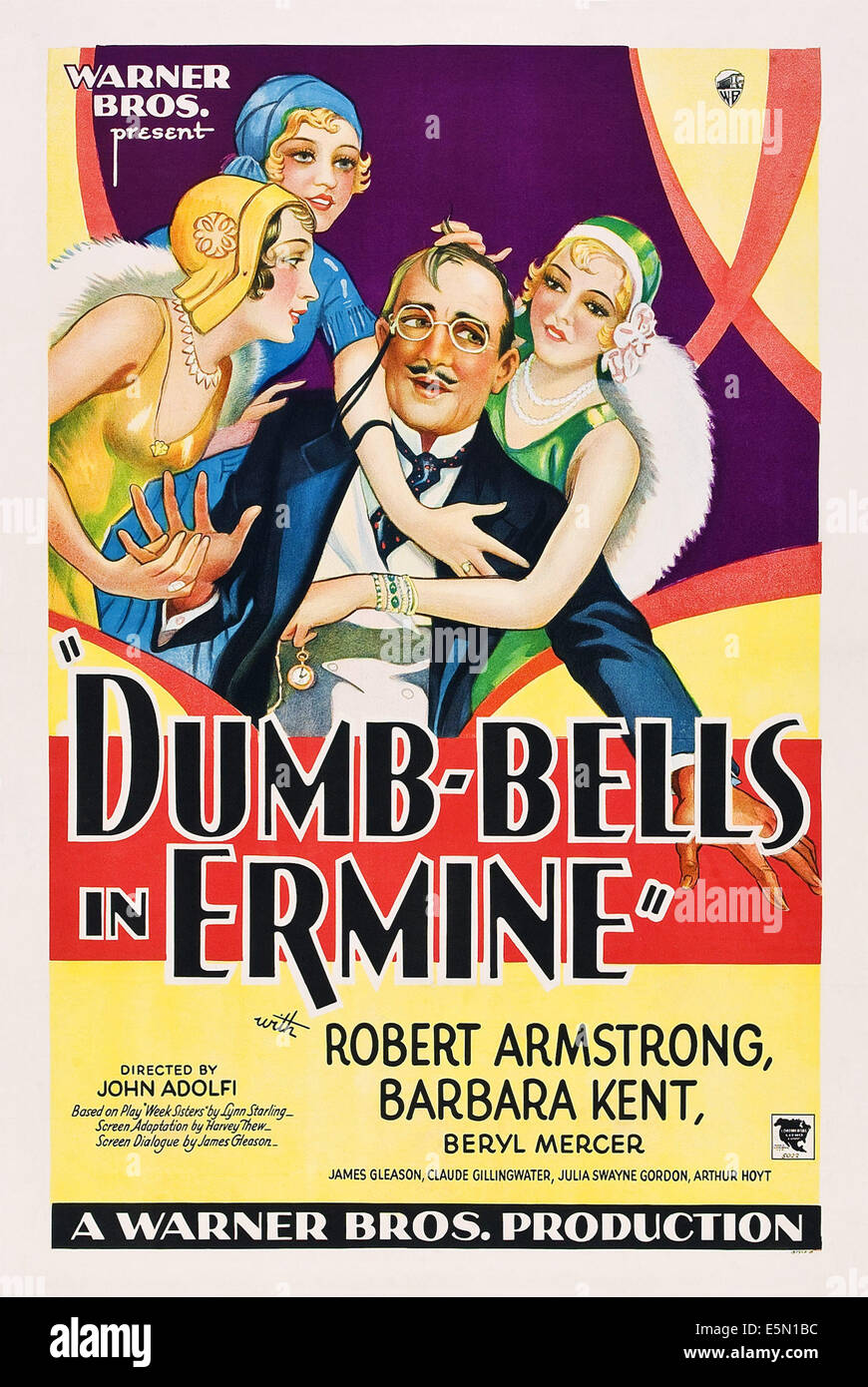 DUMB-BELLS IN ERMINE, (aka DUMBBELLS IN ERMINE), center: Robert Armstrong on poster art, 1930. Stock Photo