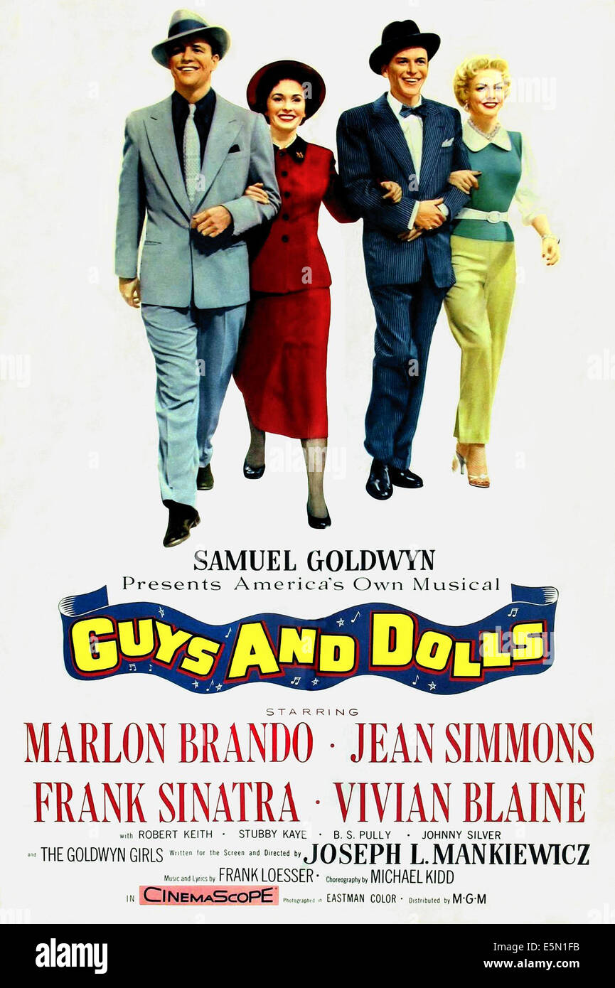GUYS AND DOLLS, Marlon Brando, Jean Simmons, Frank Sinatra, Vivian Blaine, 1955, poster art Stock Photo
