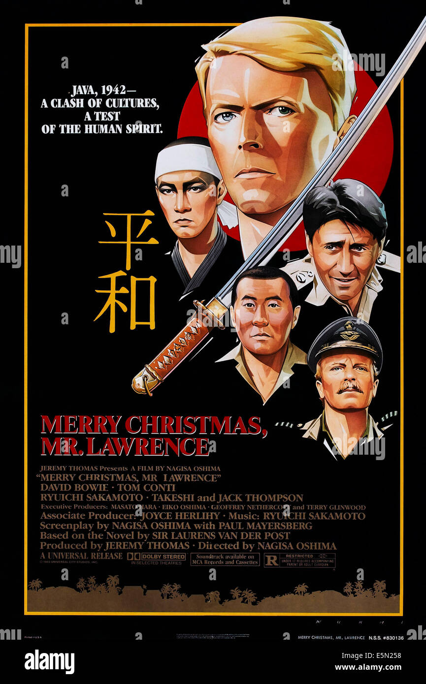 MERRY CHRISTMAS, MR. LAWRENCE, (clockwise from top center): David Bowie, Tom Conti, Jack Thompson, Takeshi Kitano, Ryuichi Stock Photo