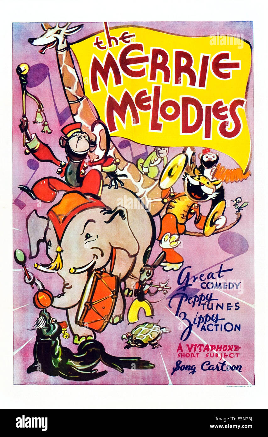 MERRIE MELODIES, 1932 promotional poster for animation studio Stock Photo