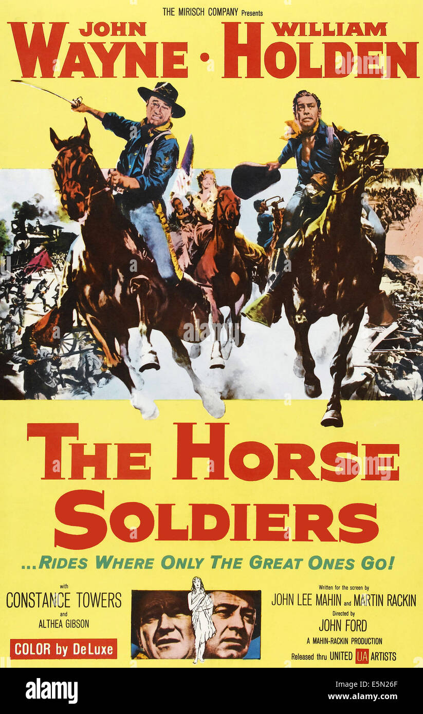 THE HORSE SOLDIERS, top fro left: John Wayne, William Holden, bottom from left: John Wayne, William Holden, 1959. Stock Photo