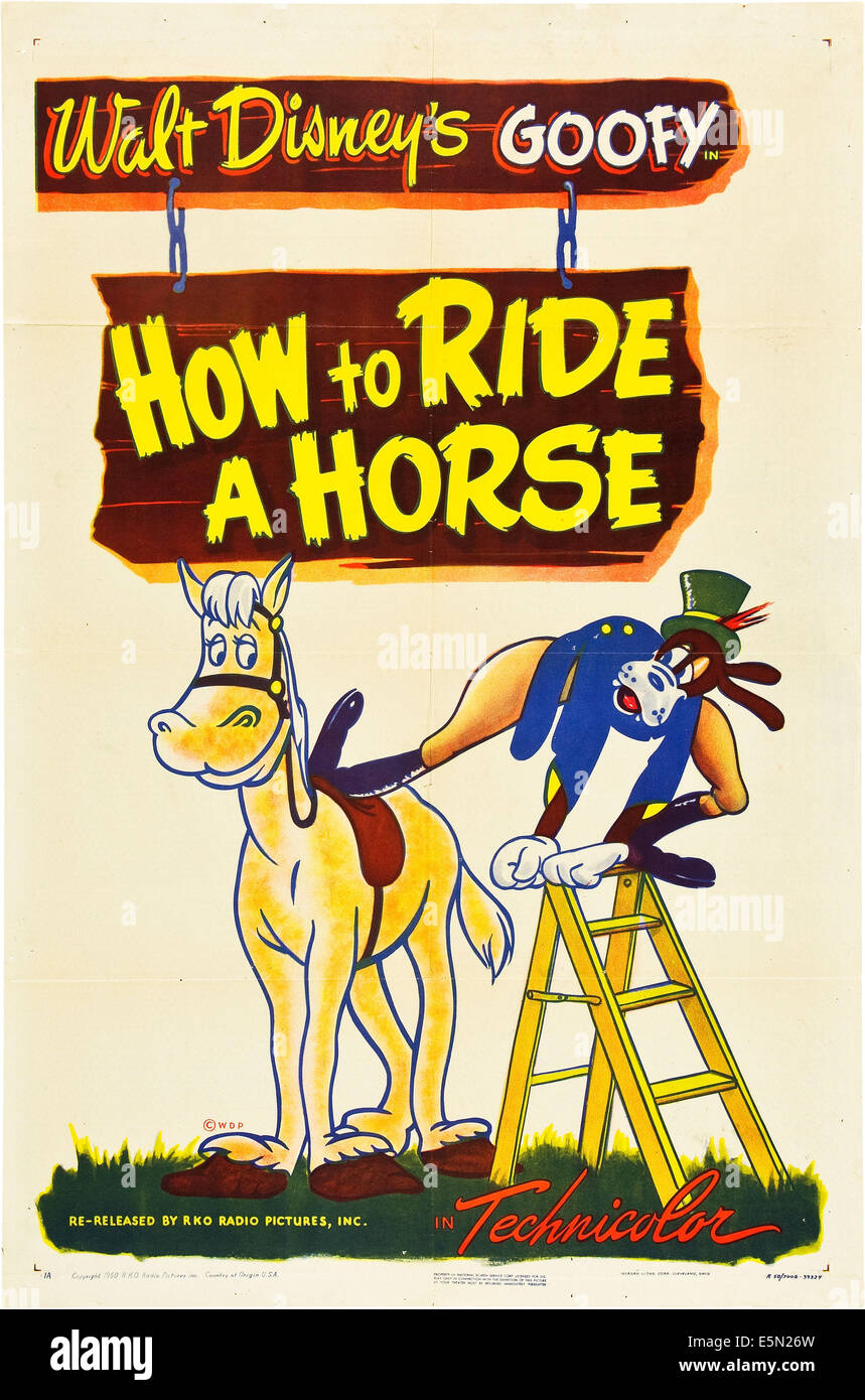 HOW TO RIDE A HORSE, Goofy, 1950. Stock Photo