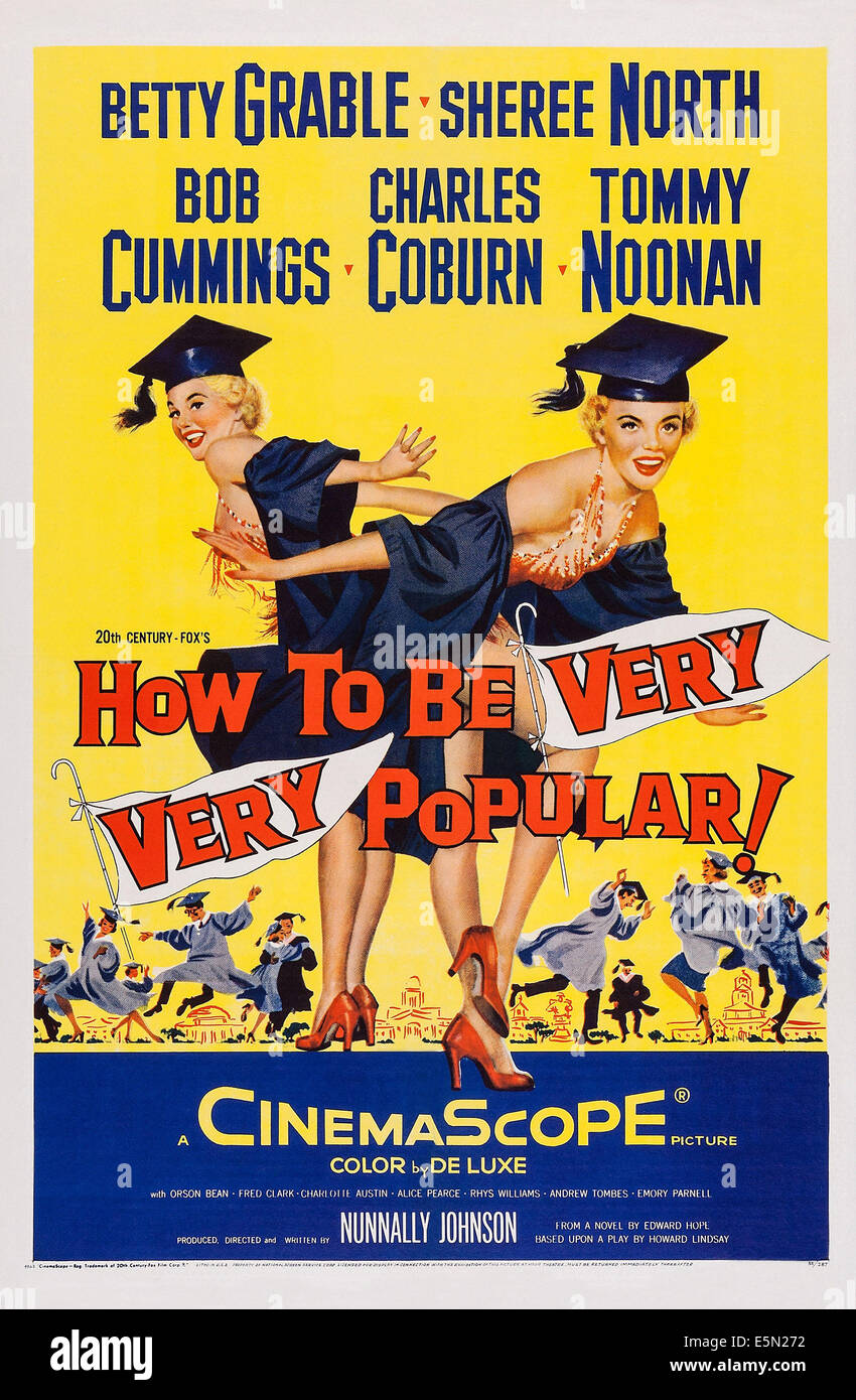 HOW TO BE VERY, VERY POPULAR, US poser art, from left: Betty Grable, Sheree North on poster art, 1955, TM and Copyright ©20th Stock Photo