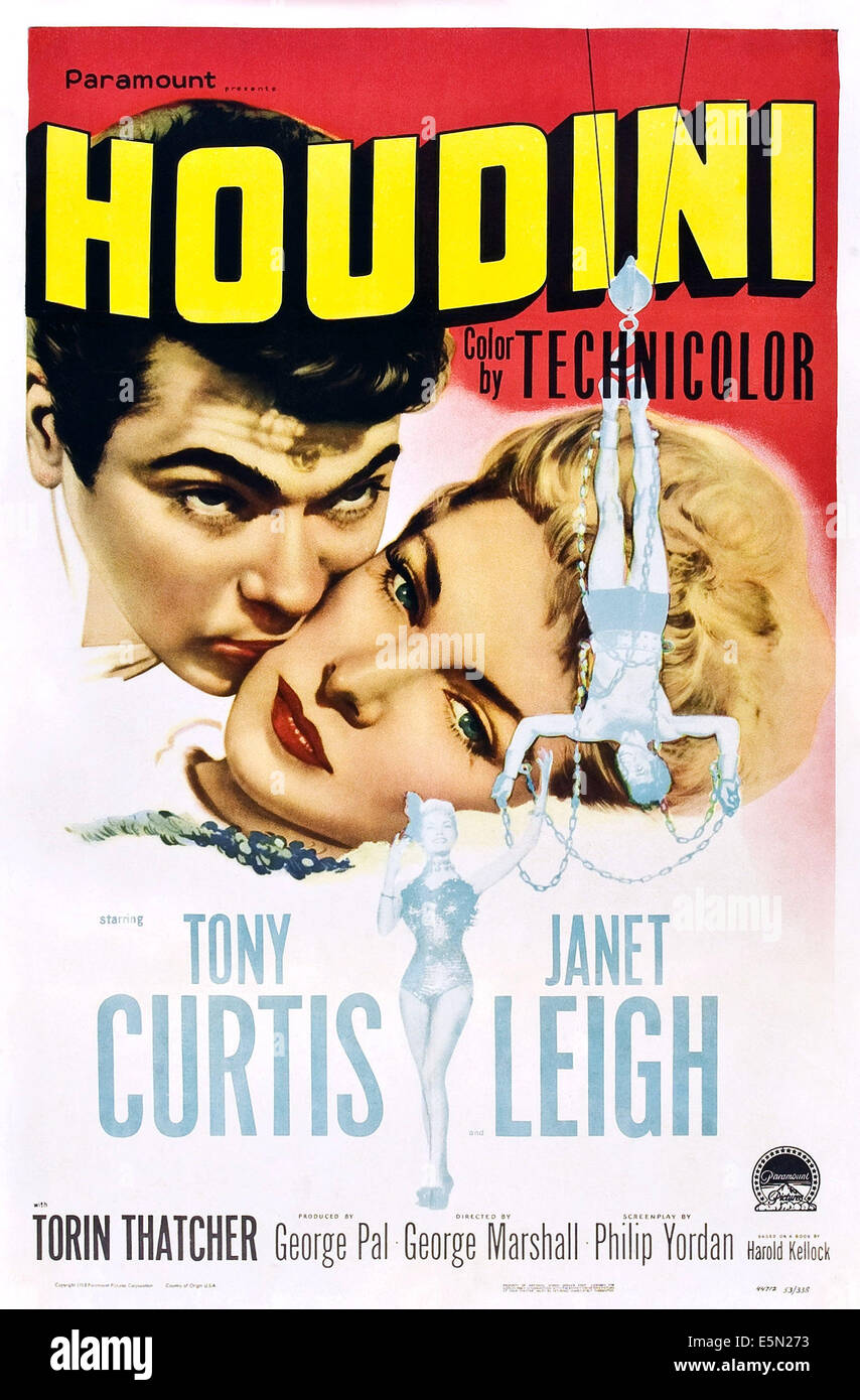 HOUDINI, from left: Tony Curtis, Janet Leigh, 1953. Stock Photo
