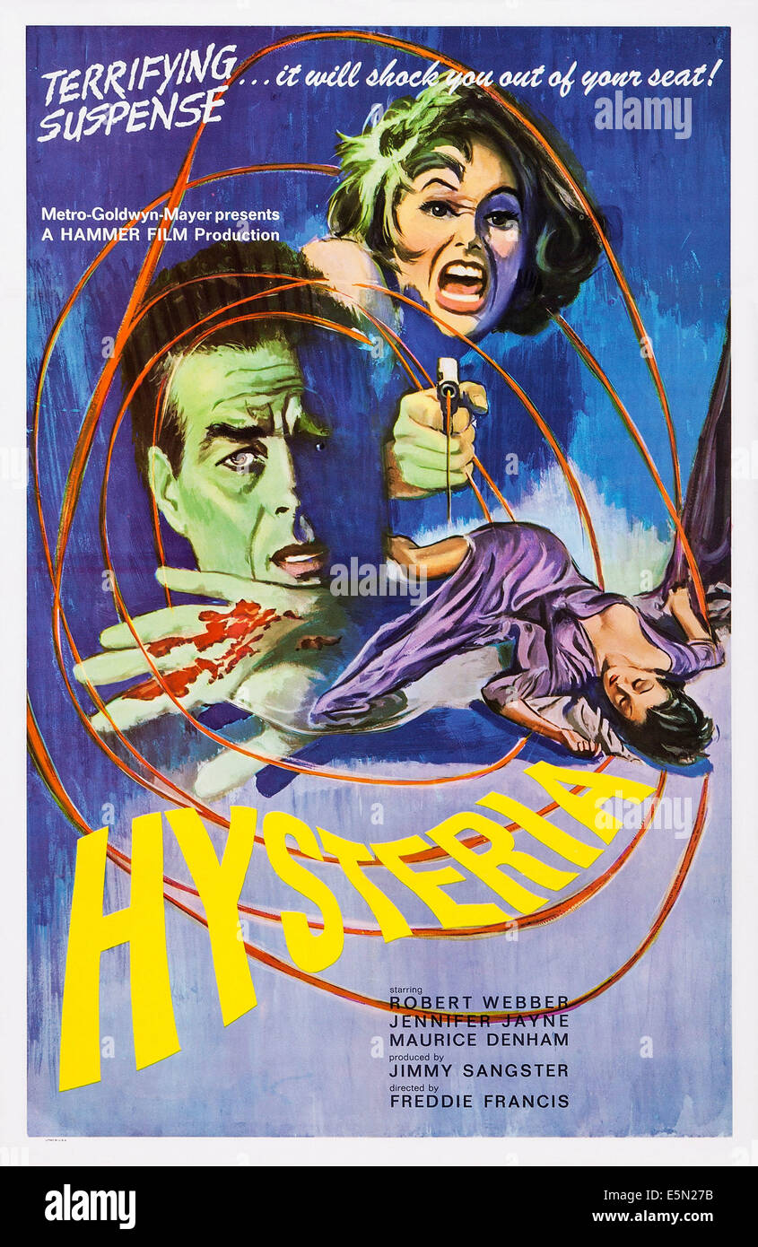 HYSTERIA, US poster art, from left Robert Webber, Jennifer Jayne