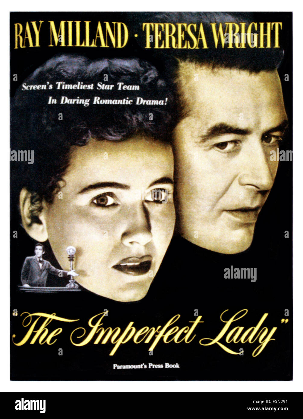 THE IMPERFECT LADY, from left: Teresa Wright, Ray Milland on poster art, 1947. Stock Photo