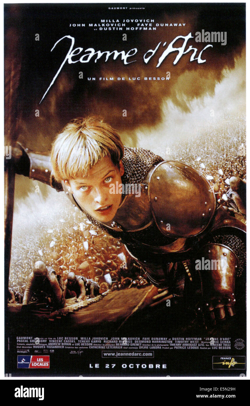 THE MESSENGER: THE STORY OF JOAN OF ARC (aka JEANNE D'ARC), Milla Jovovich  featured on French poster, 1999, ©Sony Stock Photo - Alamy