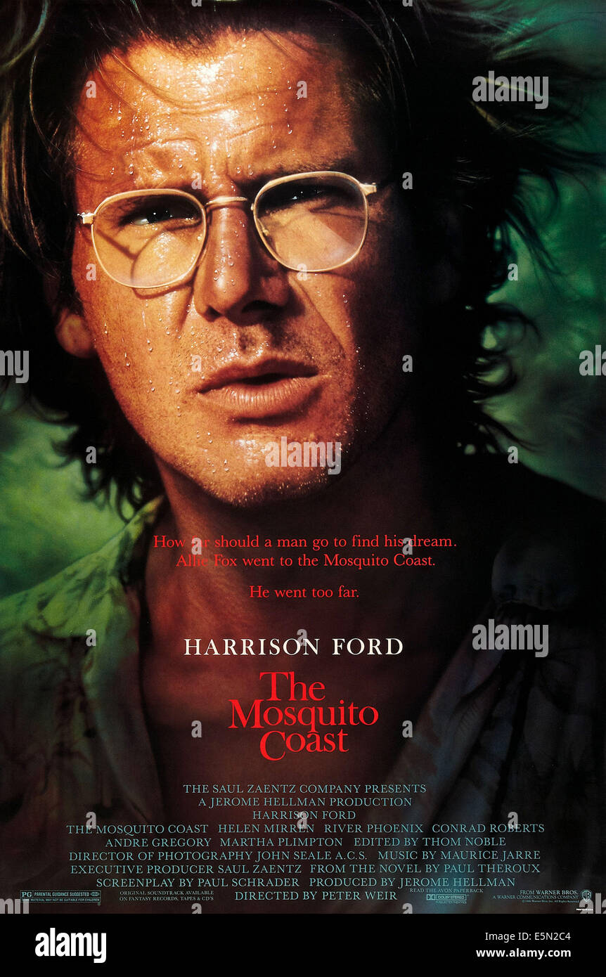 THE MOSQUITO COAST, US poster art, Harrison Ford, 1986, ©Warner Bros. Pictures/courtesy Everett Collection Stock Photo