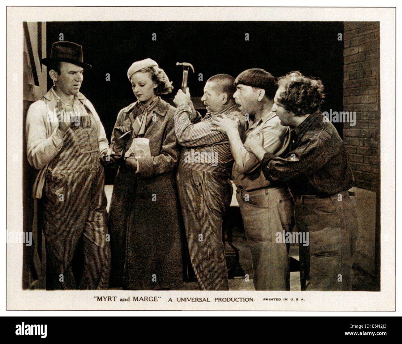 MYRT AN DMARGE, from left: Ted Healy, Three Stooges-Curly Howard, Moe Howard, Larry Fine, 1933. Stock Photo