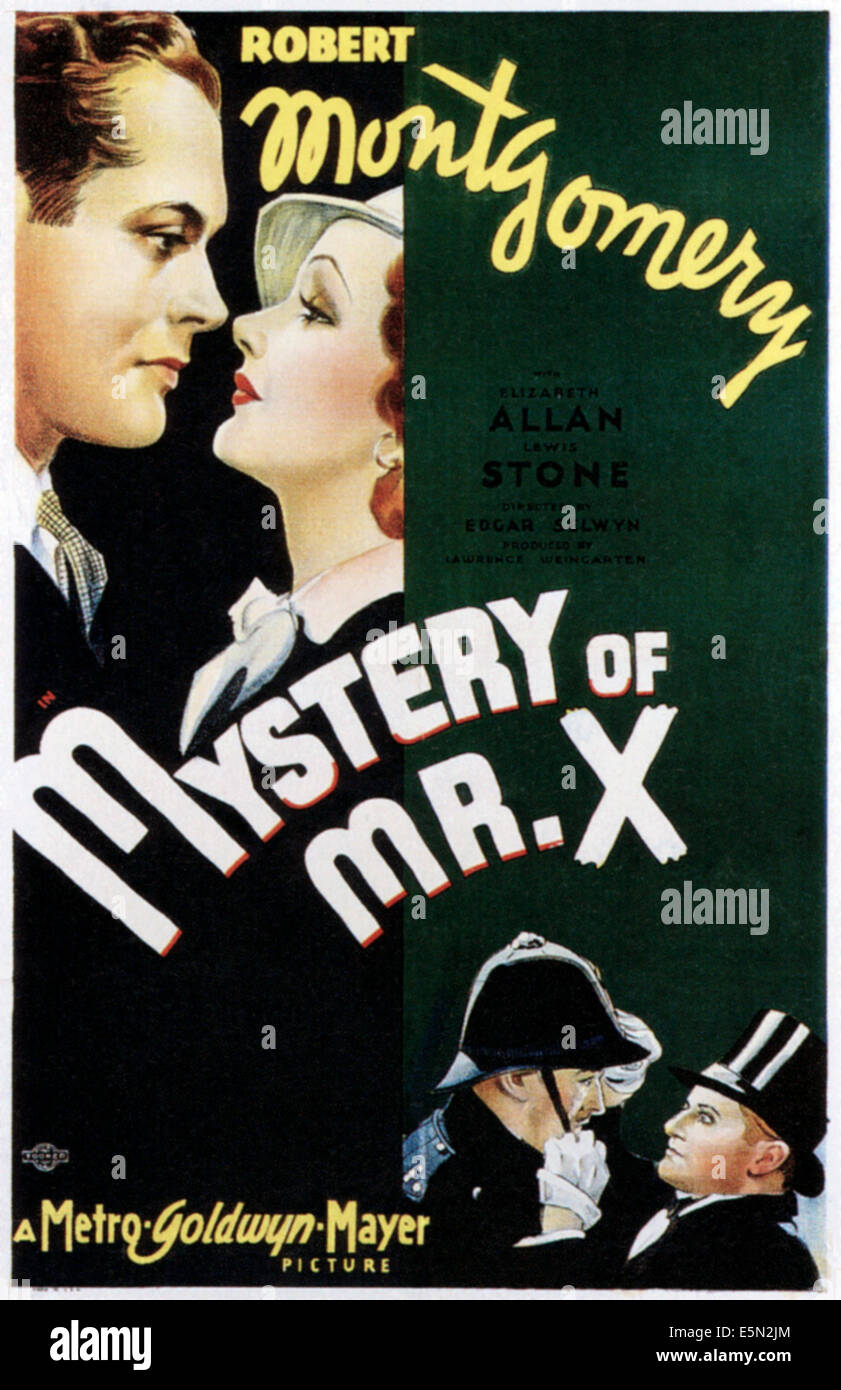 THE MYSTERY OF MR. X, top left from left: Robert Montgomery, Elizabeth Allan, 1934. Stock Photo