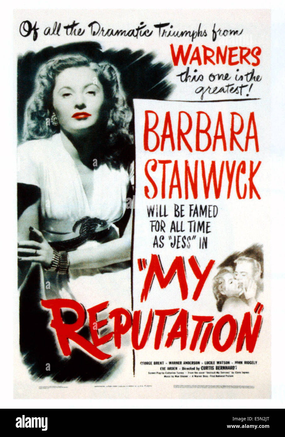 MY REPUTATION, left: Barbara Stanwyck on poster art, 1946 Stock Photo