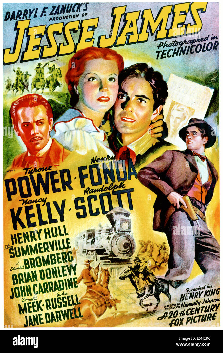 JESSE JAMES, Henry Fonda, Nancy Kelly, Tyrone Power, 1939, TM and