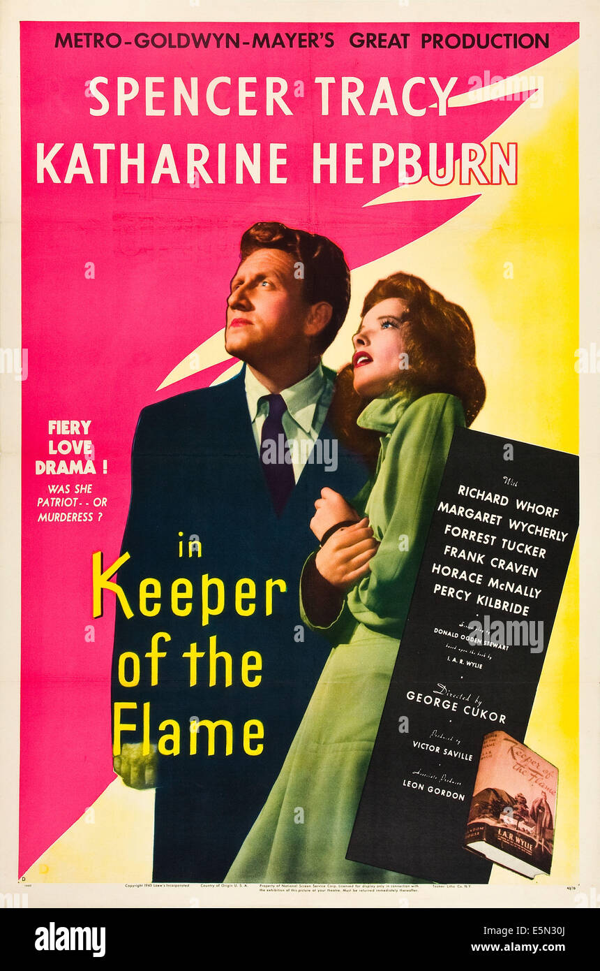 KEEPER OF THE FLAME, from left: Spencer Tracy, Katharine Hepburn, 1942. Stock Photo